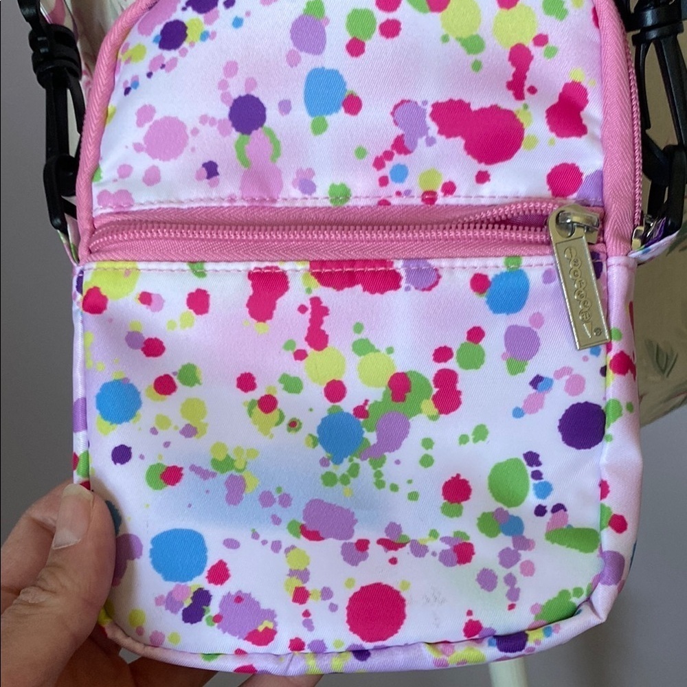 Pink and White Floral Crossbody Bag with Adjustable Strap - Picture 5 of 10